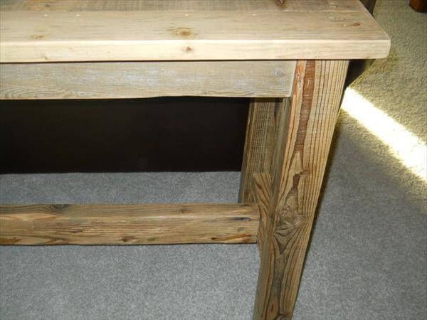 upcycled pallet behind sofa table