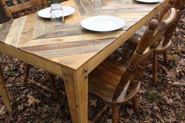 upcycled pallet chevron dining table