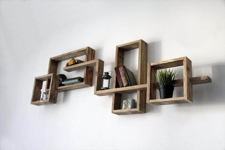 Recycled pallet modern wall shelf