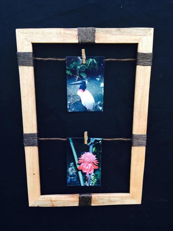 wooden pallet and twine accent picture frame
