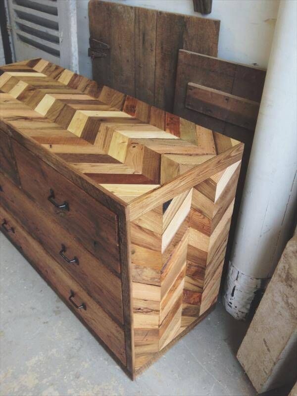 sturdy wooden pallet chevron dresser