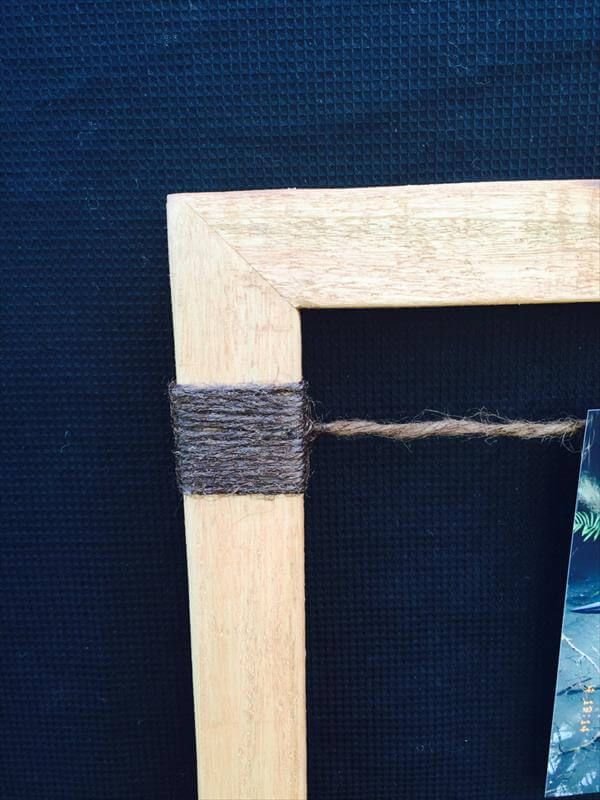wooden pallet and twine picture frame
