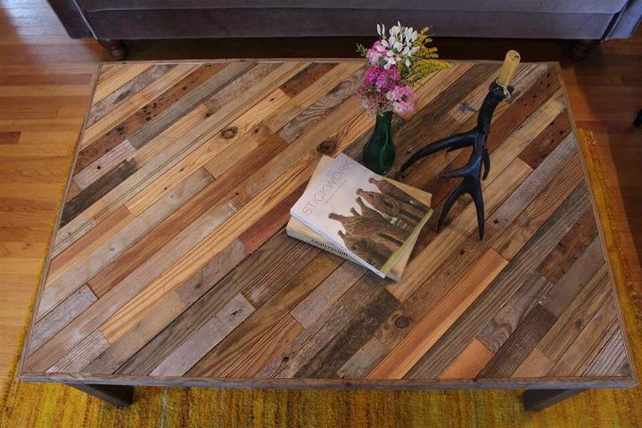 Repurposed pallet and barn wood coffee table