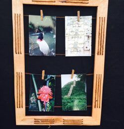 salvaged pallet and twine picture frame
