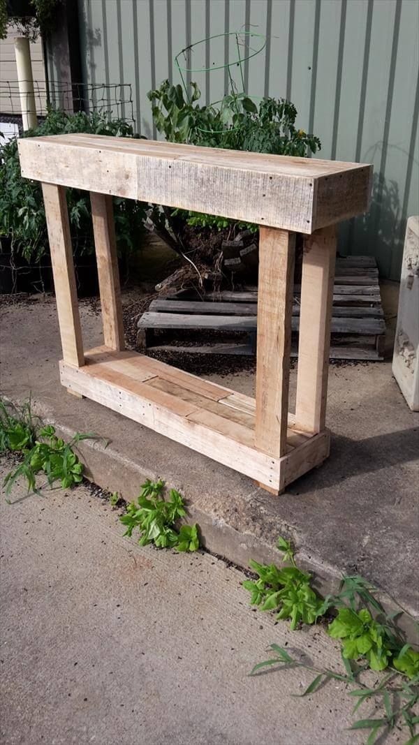 upcycled pallet sofa side table and hallway table