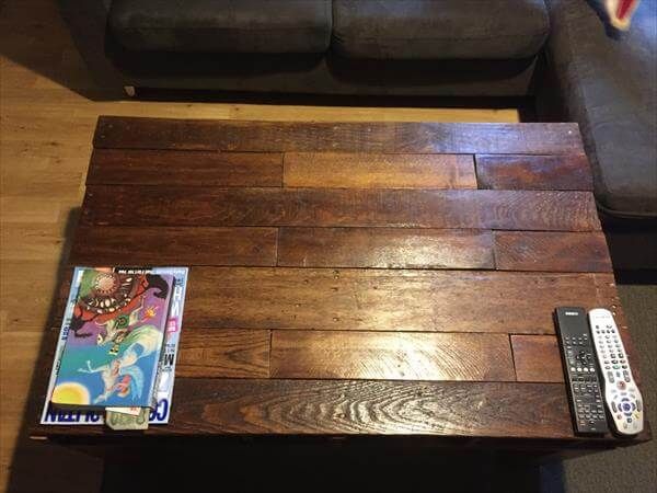 diy pallet dark stained coffee table
