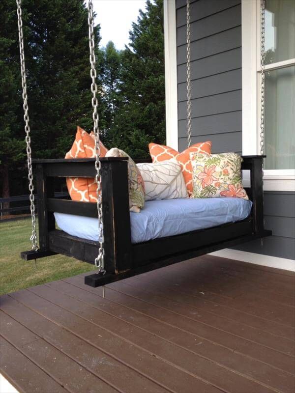 diy pallet porch swing with cushion