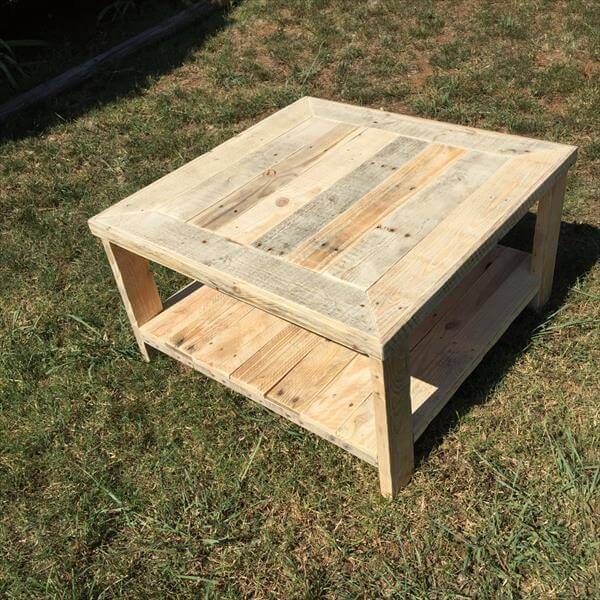 Reclaimed pallet square shape coffee table