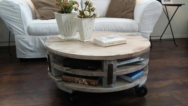 upcycled pallet round coffee table