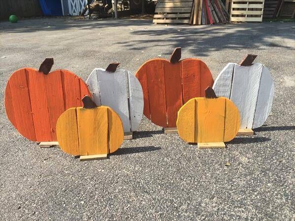 handmade wooden pallet pumpkins