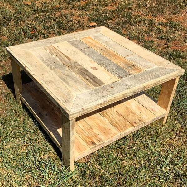 Recycled pallet square shape coffee table