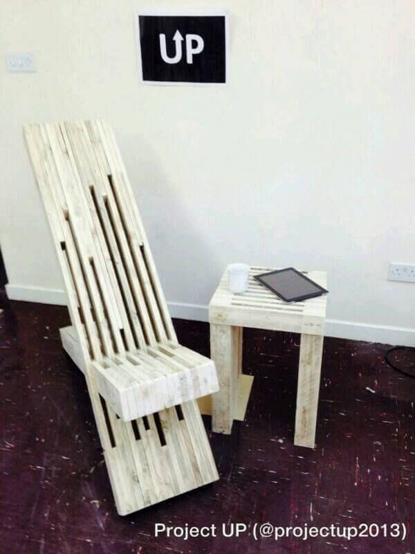 handcrafted pallet throne chair