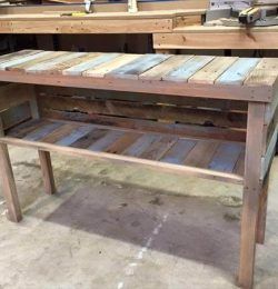 upcycled wooden pallet console table