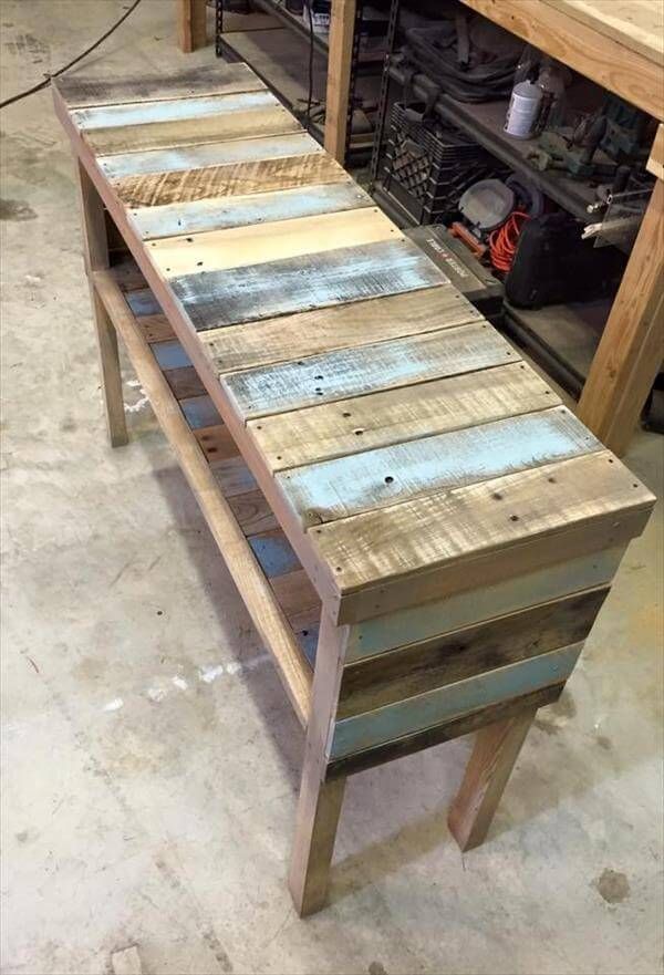 repurposed pallet 2 tiered console table