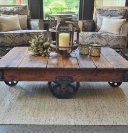 recycled pallet vintage factory cart coffee table