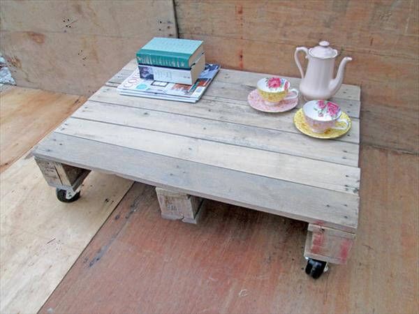 pallet low coffee table on wheels