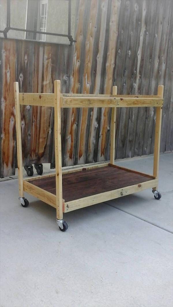 handmade wooden pallet trolley