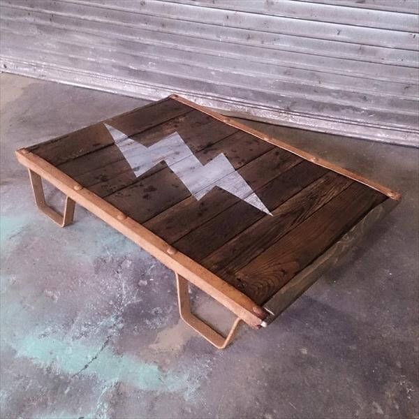 wooden pallet factory cart style coffee table