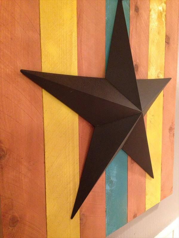 wooden pallet and metal star wall art