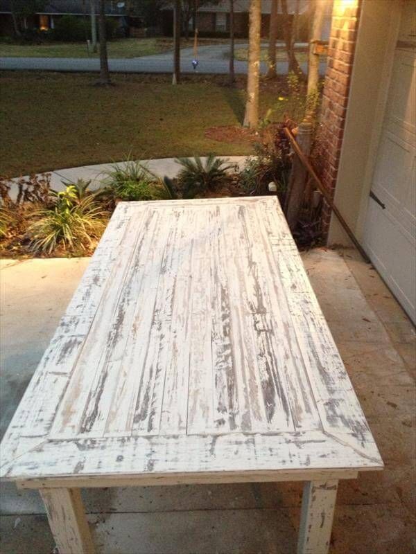 diy wooden pallet distressed white coffee table