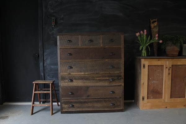 rustic yet modern pallet dresser or chest of drawers