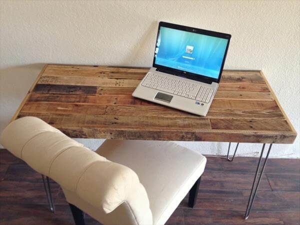 low cost wooden pallet computer desk