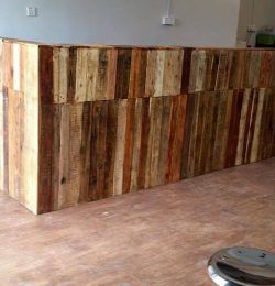 upcycled wooden pallet shop counter