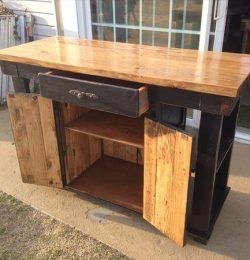 handcrafted pallet and lumber kitchen island