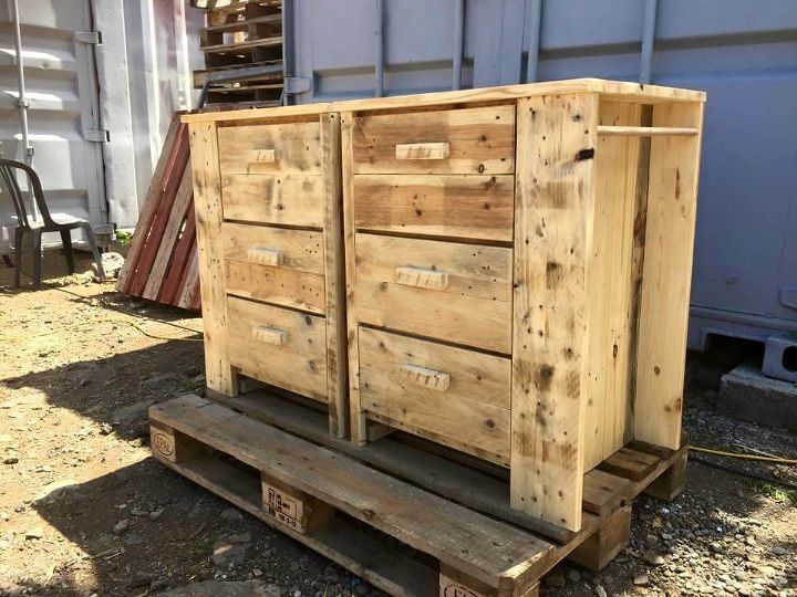 diy wooden pallet dresser table or chest of drawers