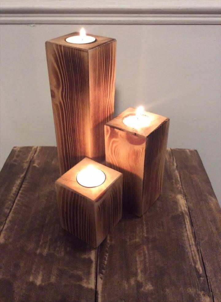 diy pallet candle holders