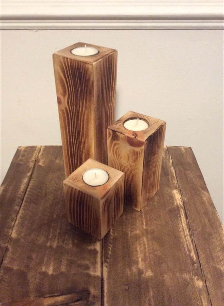 Wooden pallet candle holders