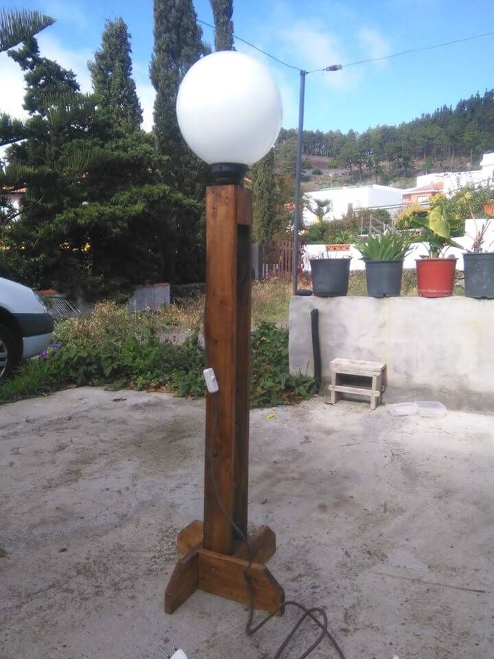 recycled pallet glob light or lamp