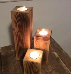 Recycled pallet candle holders