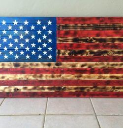 recycled pallet American flag wall art