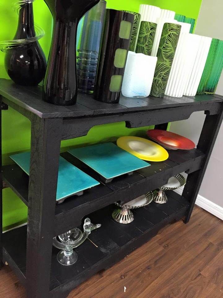 rustic pallet black painted media console