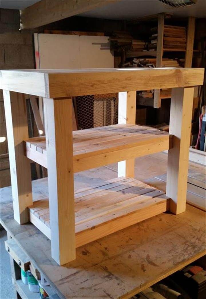 upcycled wooden pallet kitchen island