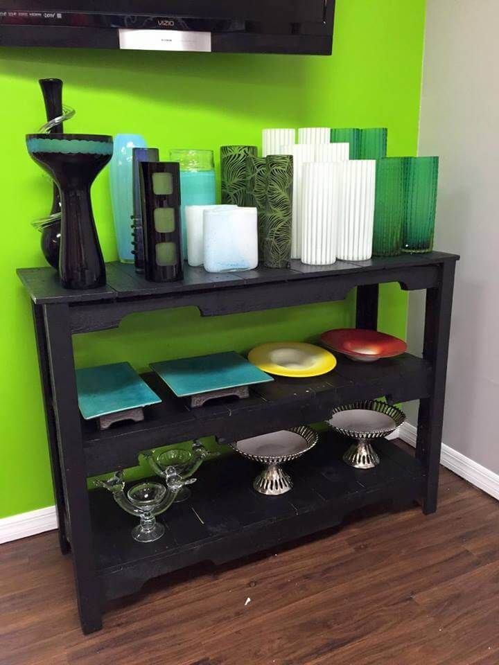 handcrafted black pallet console