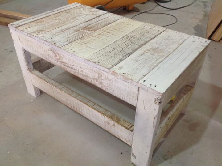 handmade white washed pallet coffee table