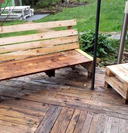 pallet bench with small chair