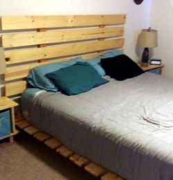 wooden pallet bed with cushion