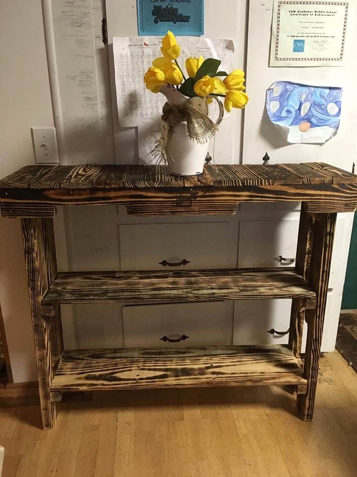 rustic pallet hallway or entry console