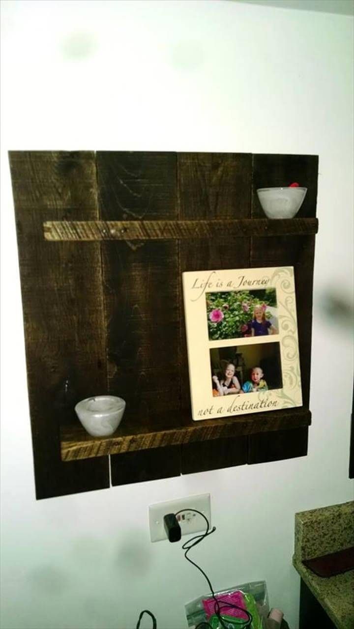 upcycled wooden pallet wall hanging display shelf
