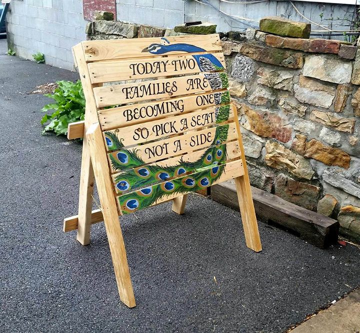 handmade wooden pallet wedding welcome board