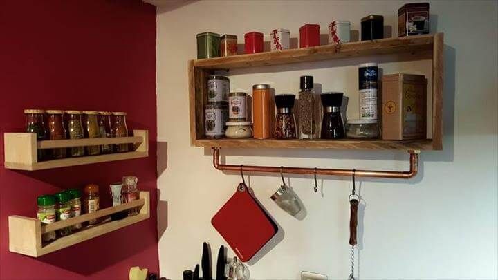 custom wooden pallet kitchen tea rack and shelves
