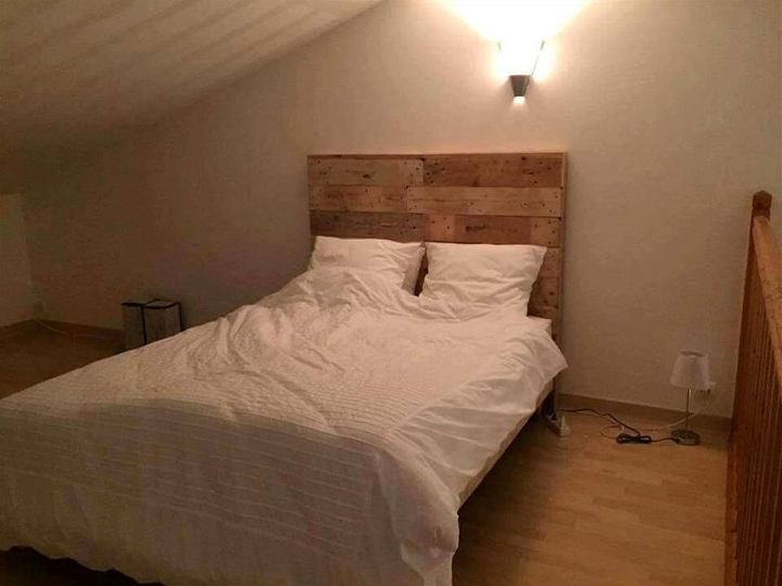 handmade pallet bed with headboard