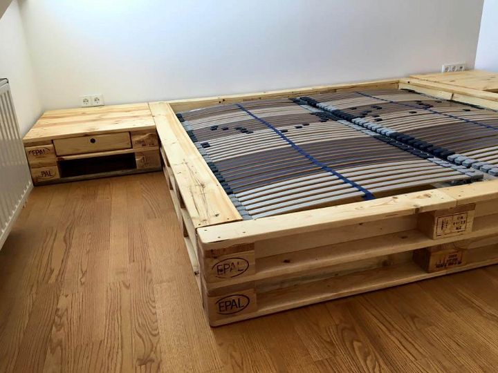 no-cost pallet king platform bed with nightstands