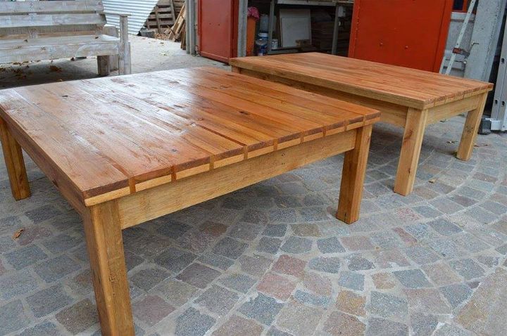 recycled pallet pair of coffee tables