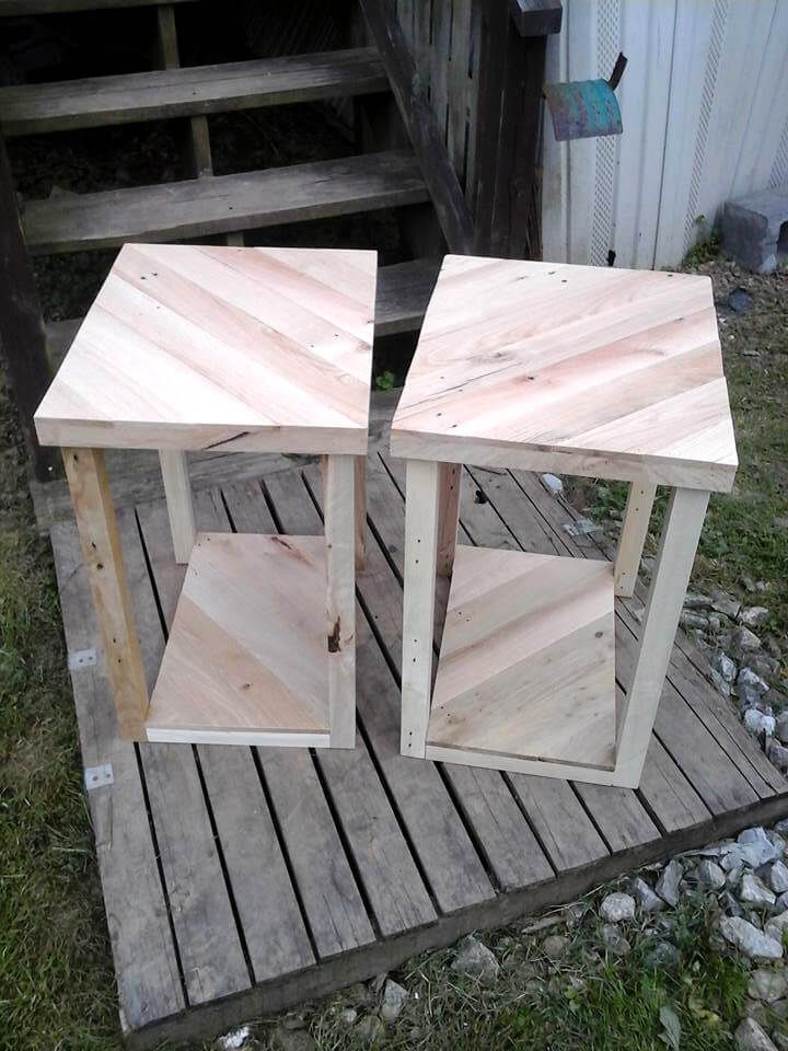 recycled pallet pair of side tables