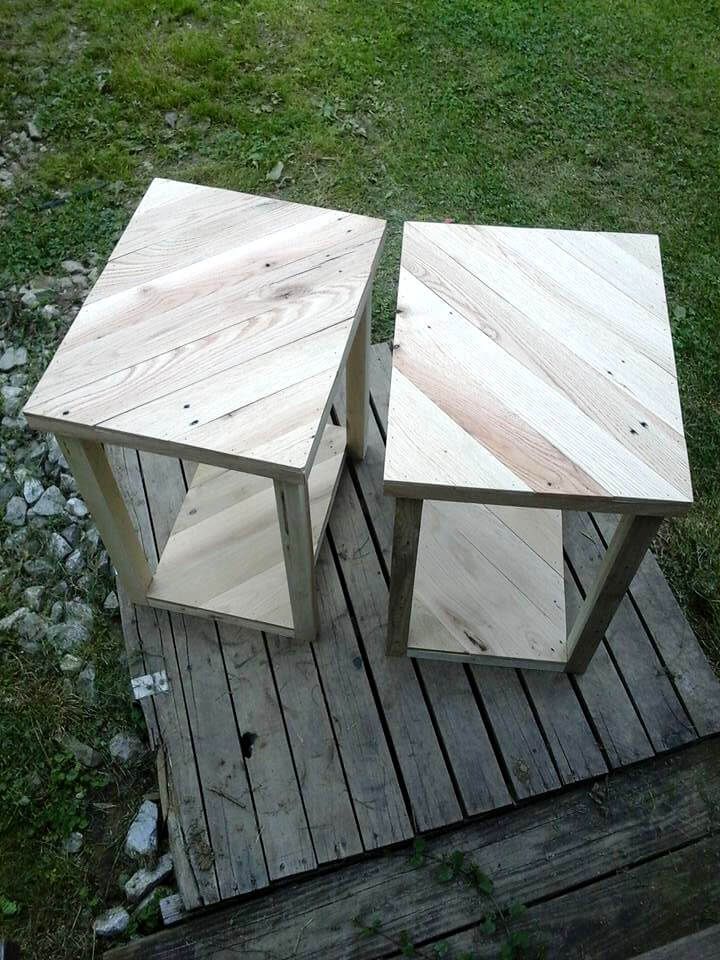 reclaimed pallet pair of mini tables