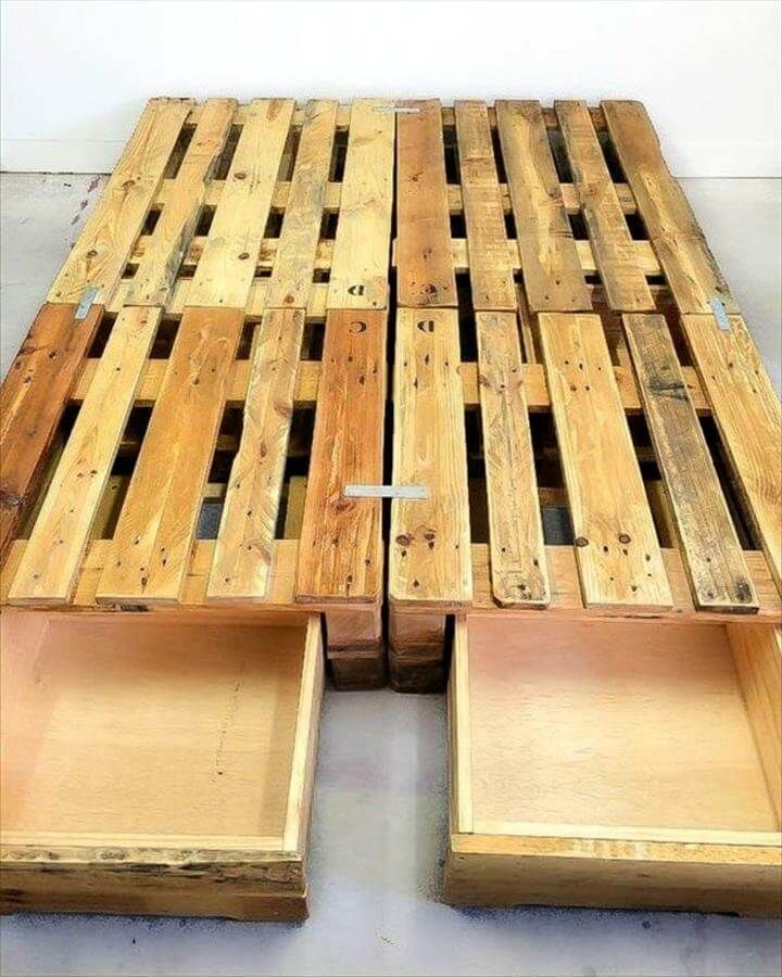 handcrafted wooden pallet toddler platform bed with storage